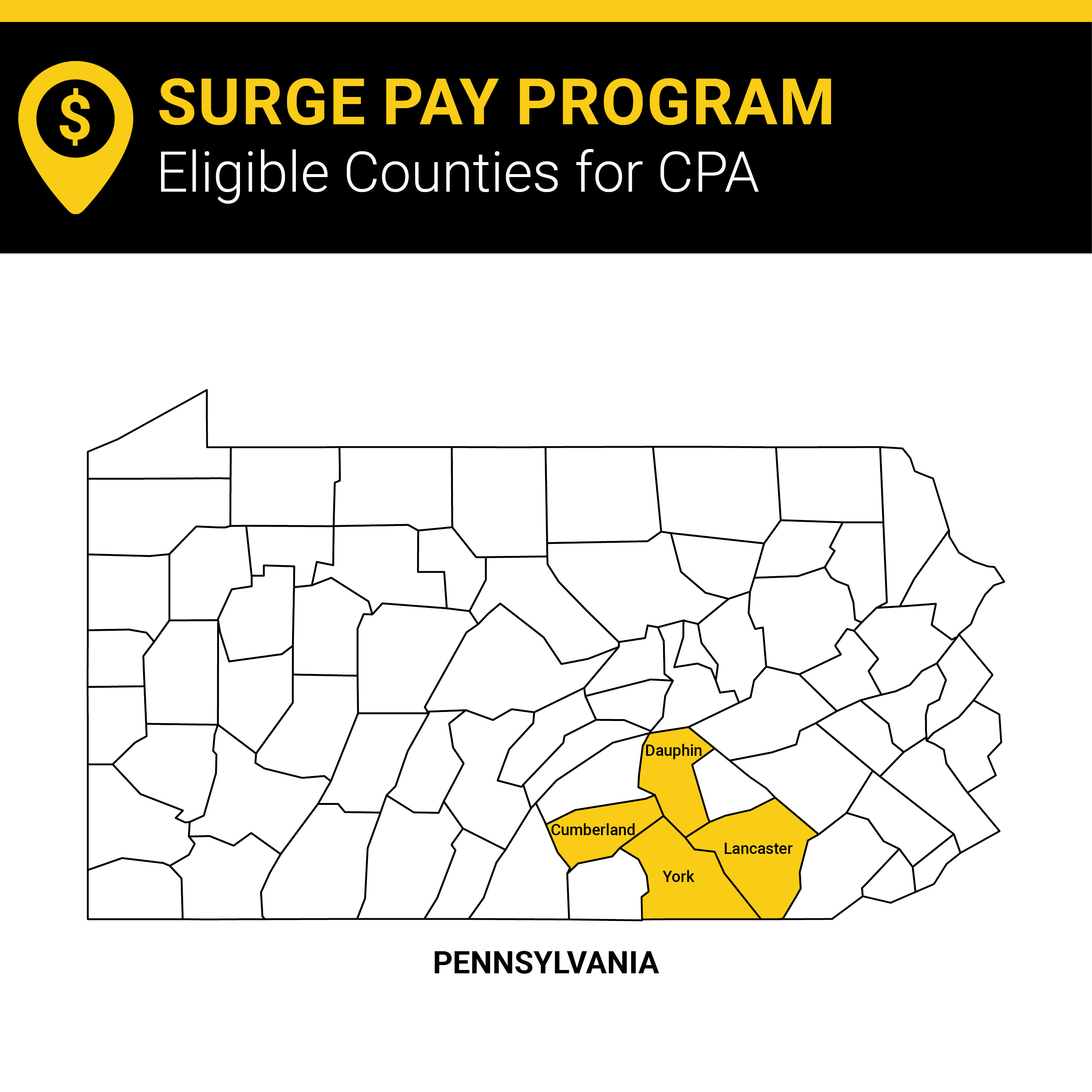 Map highlighting the regions where regional incentive payouts are available. The regions marked with yellow indicate rewards are available.