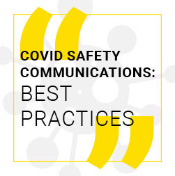 Germ graphics with the text "Covid Safety Communications: Best Practices"