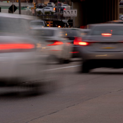 Cars blurred in traffic