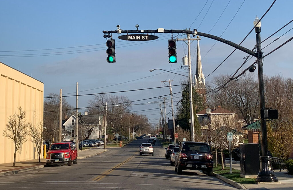 traffic light cameras on Main Street in Marysville, Ohio